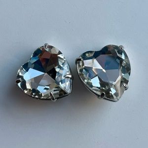 Lele Sadoughi Sweetheart Silvertone & Crystal Clip-On Button Earrings